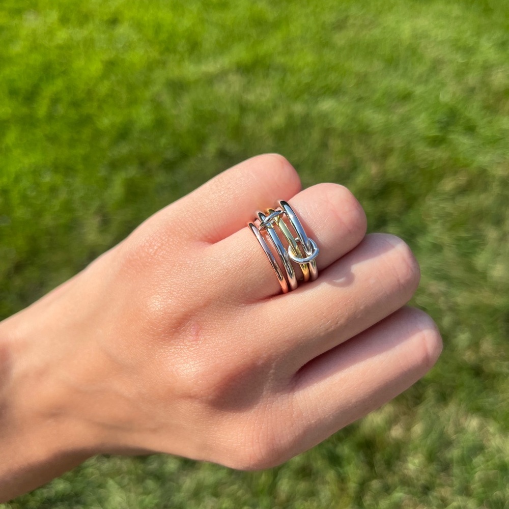NEW silver gold and rose gold cluster ring - size 6